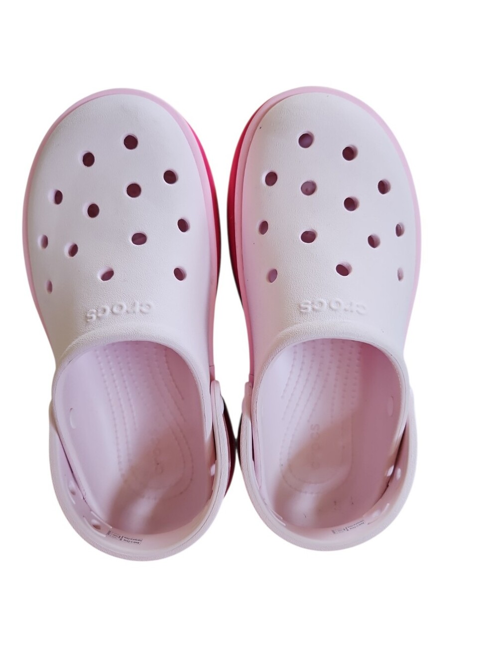 Crocs Classic Platform Clog – Women's 7 / Men's 5 – Pink & White - Picture 5 of 5